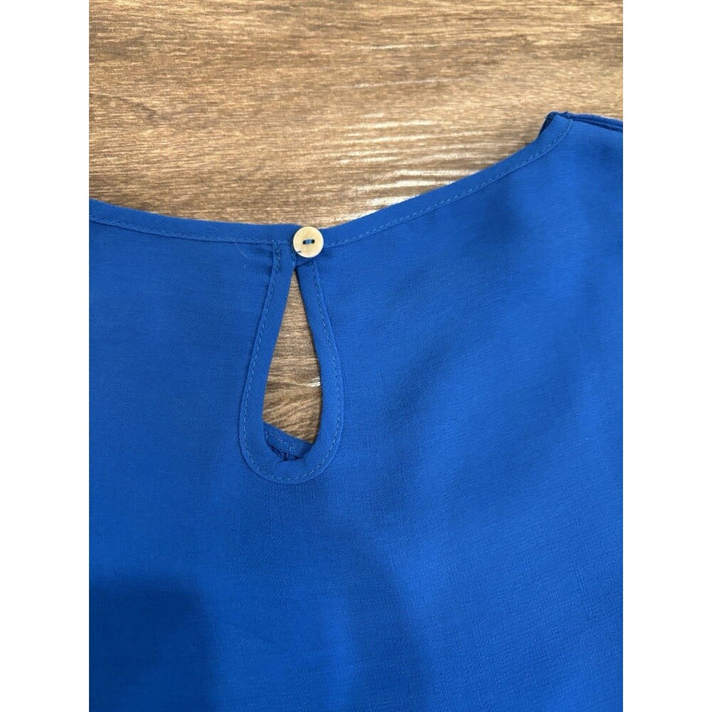 Women’s XS Cobalt Blue Sleeveless Flowy Dress‎ With Embroidery Preppy Nautical - Picture 6 of 8